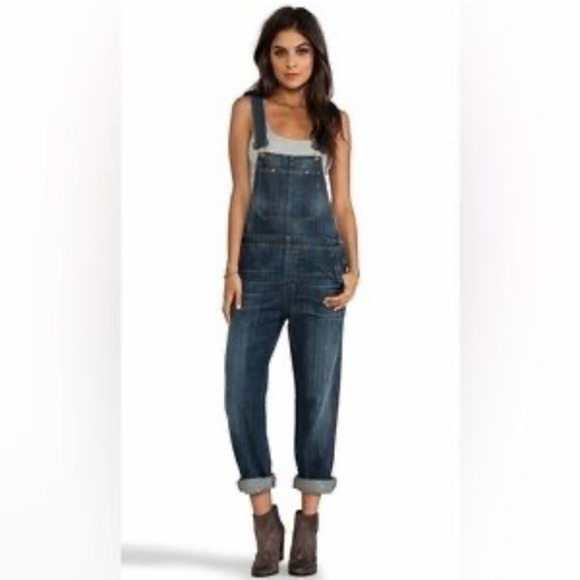 Citizens of Humanity Anthropologie Denim Jean Bib Overalls Small Distressed - Picture 1 of 13